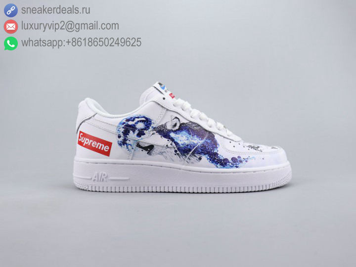 NIKE AIR FORCE 1 LOW '07 SUPREME GRAFFITI BLUE WOLF WHITE UNISEX LEATHER SKATE SHOES